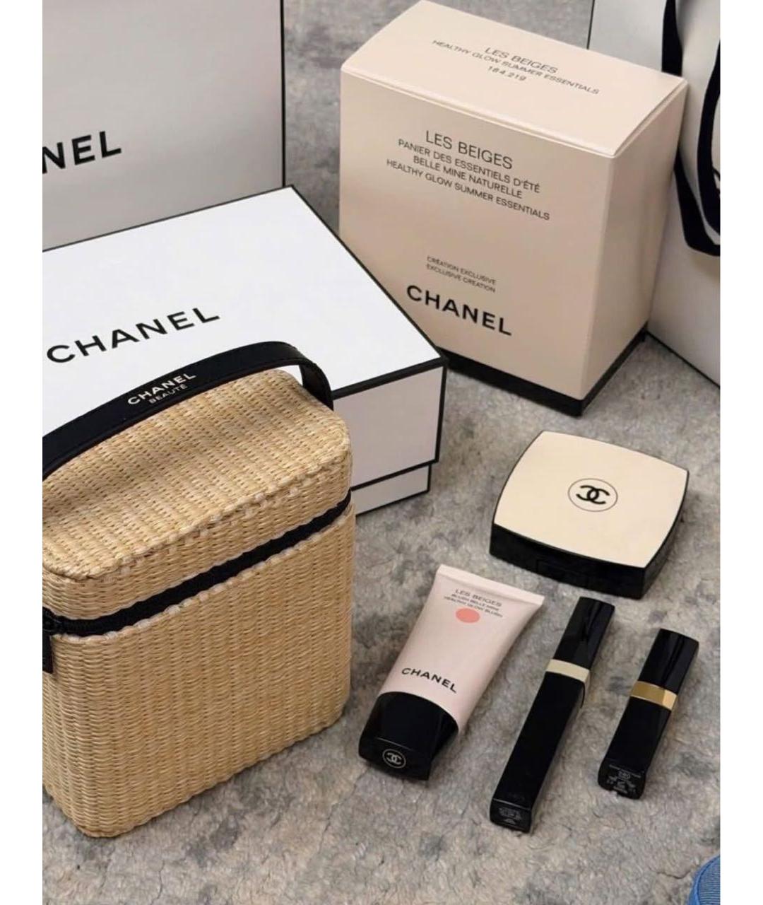 CHANEL Бежевая плетеная косметичка, фото 2