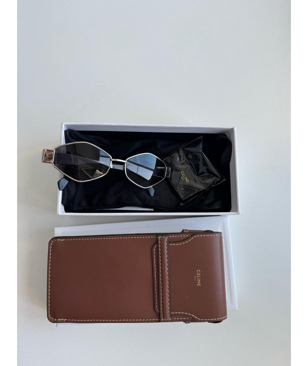 CELINE Серебряные металлические солнцезащитные очки, фото 2