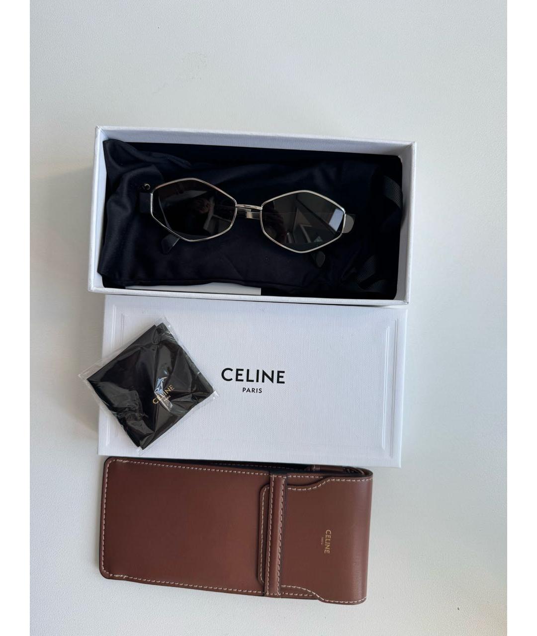 CELINE Серебряные металлические солнцезащитные очки, фото 6