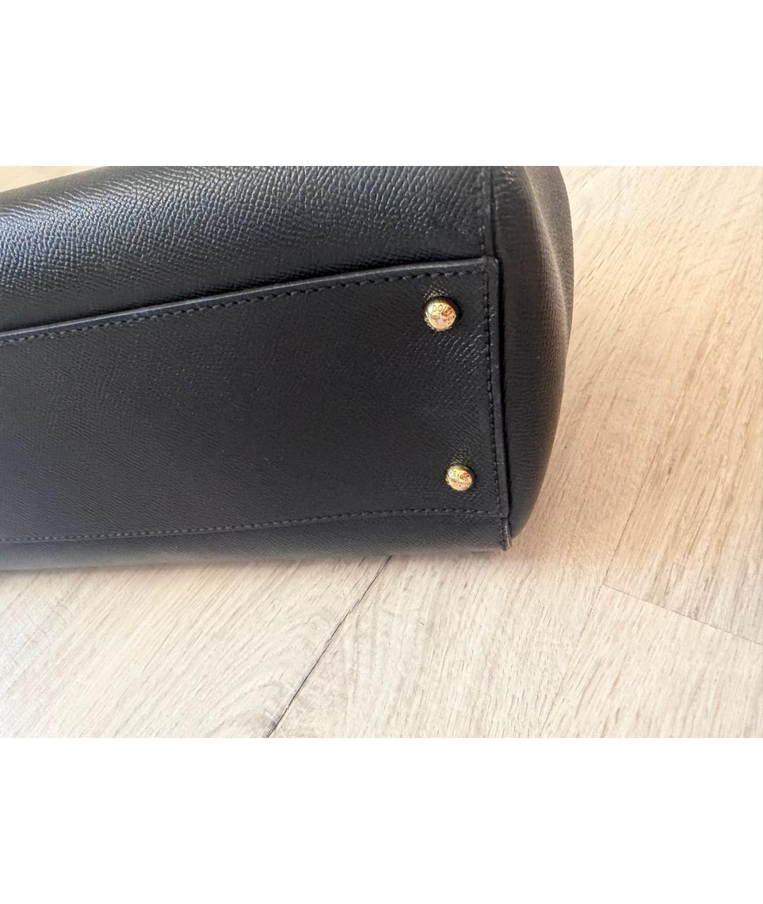 DOLCE&GABBANA Черная кожаная сумка с короткими ручками, фото 5