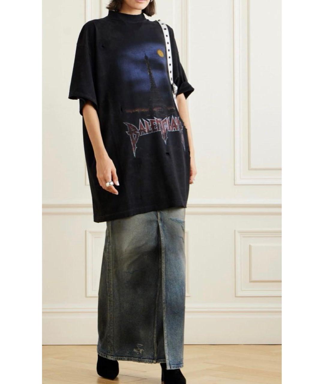 BALENCIAGA Черная хлопковая футболка, фото 4