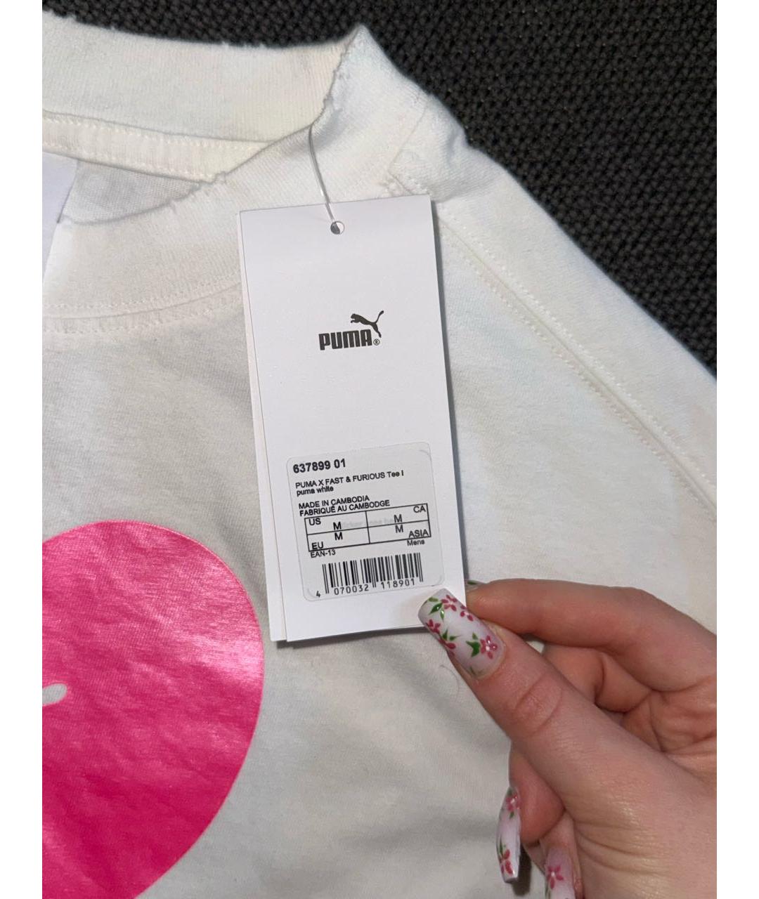 PUMA Белая хлопковая футболка, фото 6