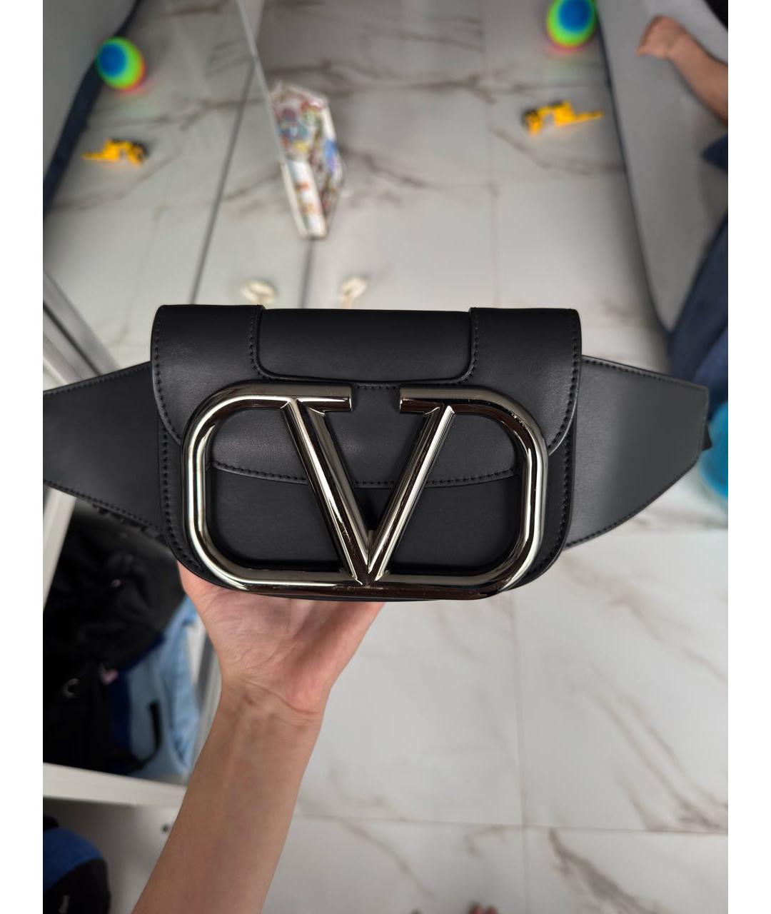 VALENTINO Черная кожаная поясная сумка, фото 5