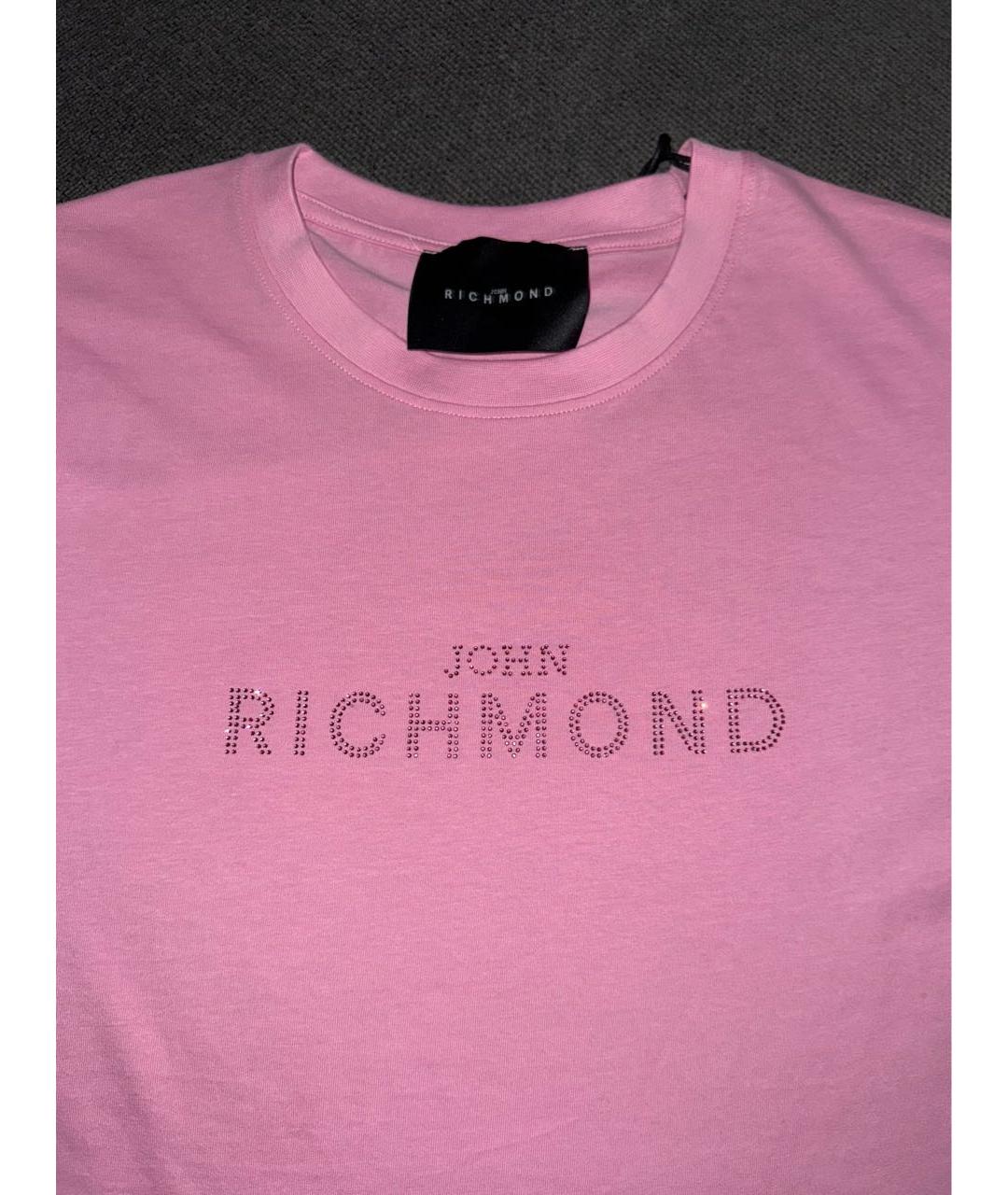 JOHN RICHMOND Розовая хлопковая футболка, фото 2