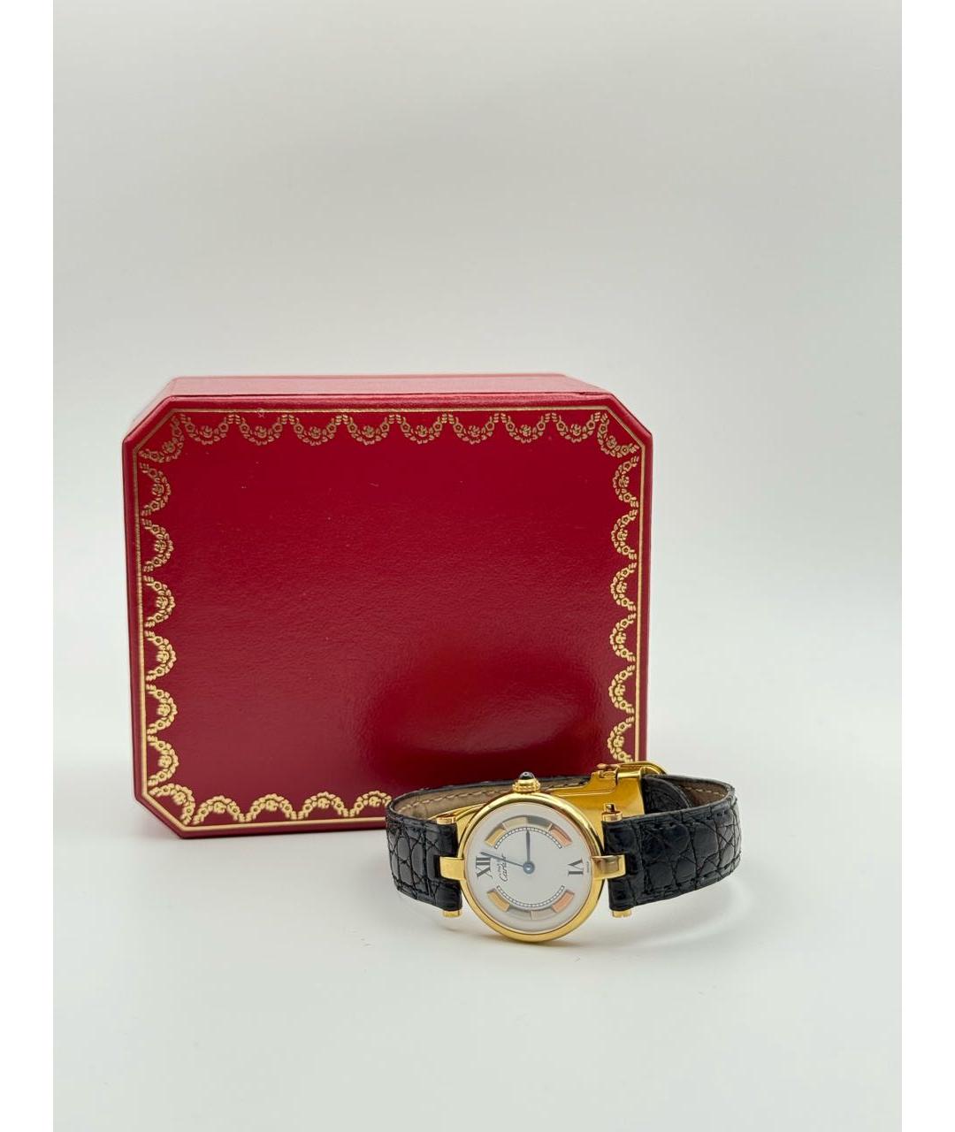 CARTIER Белые позолоченные часы, фото 4