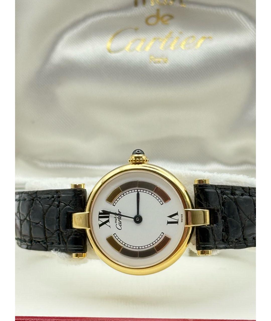 CARTIER Белые позолоченные часы, фото 2