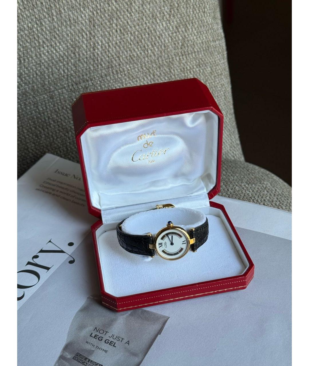 CARTIER Белые позолоченные часы, фото 8
