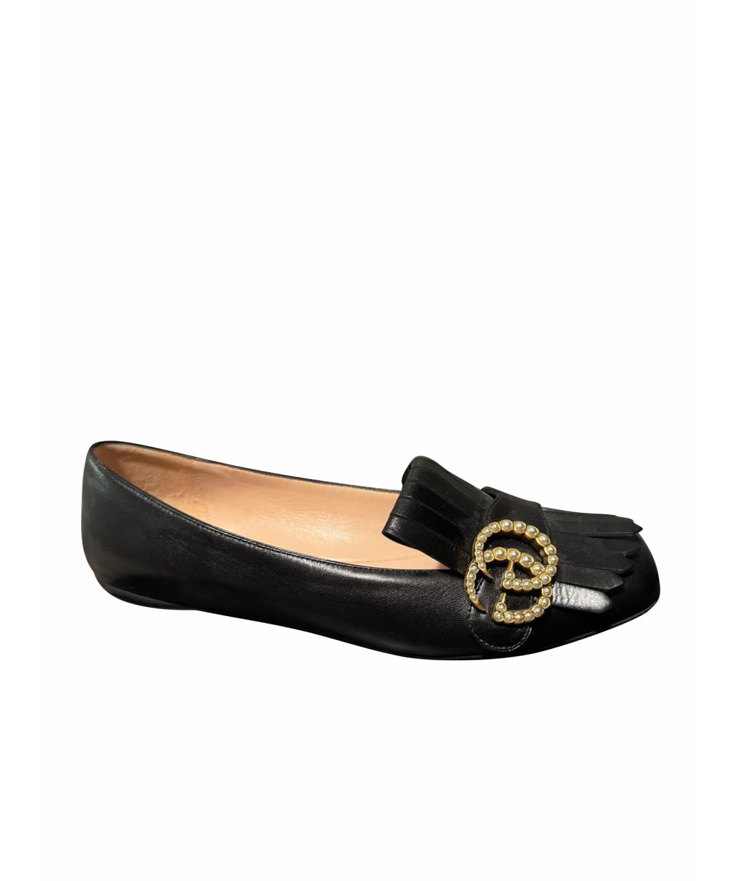 GUCCI Черные кожаные лоферы, фото 1