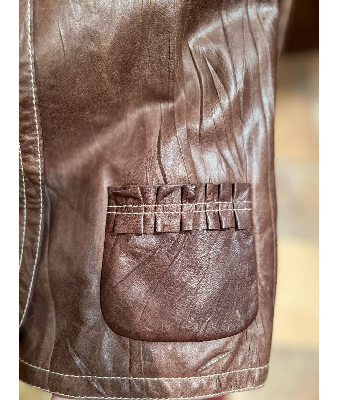 LAUREL Коричневый кожаный жакет/пиджак, фото 5