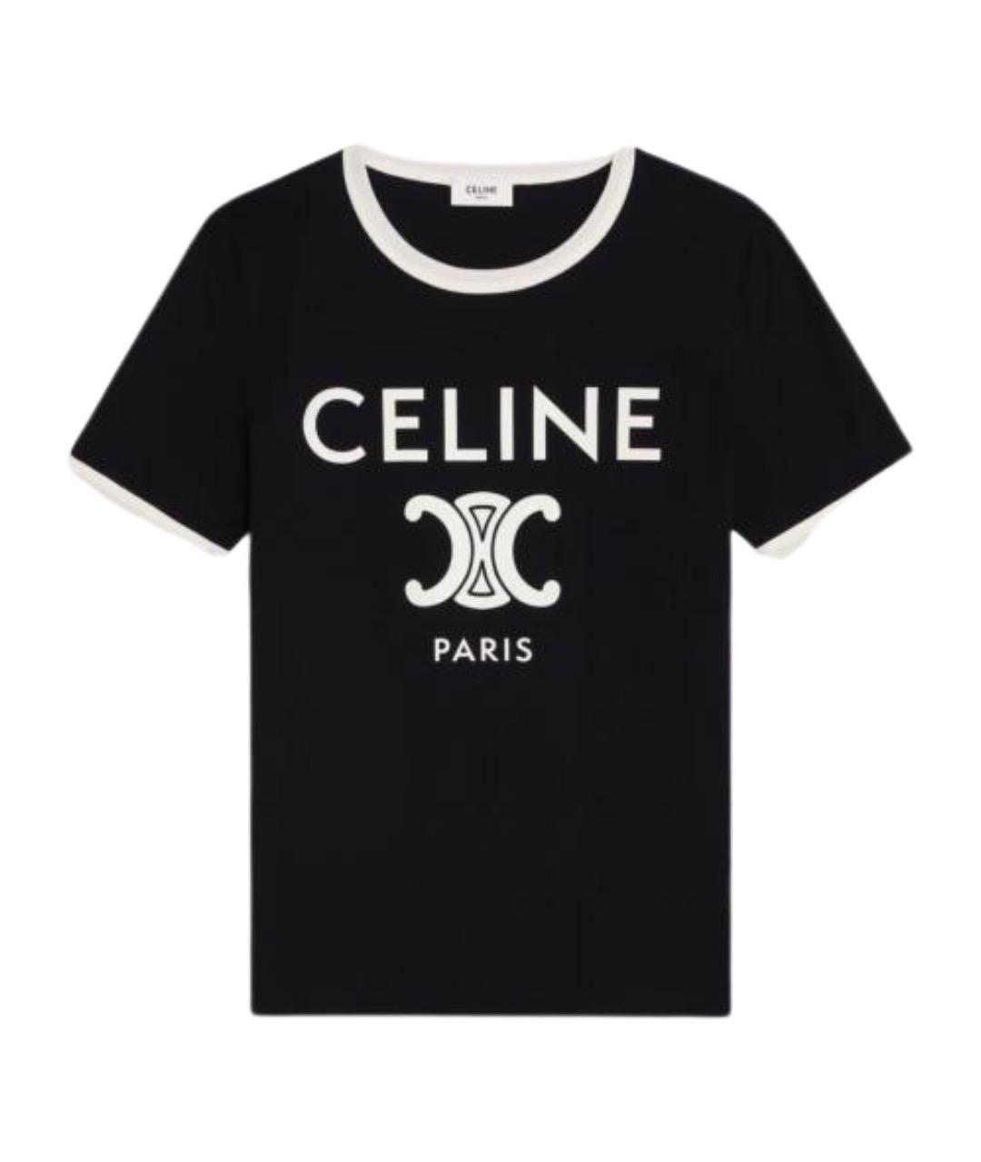 CELINE Черная хлопковая футболка, фото 1