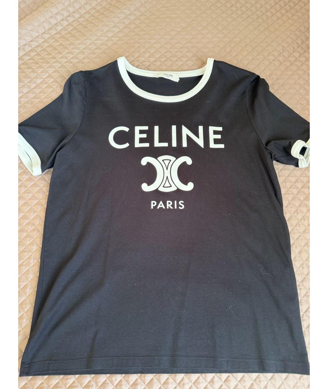 CELINE Черная хлопковая футболка, фото 5