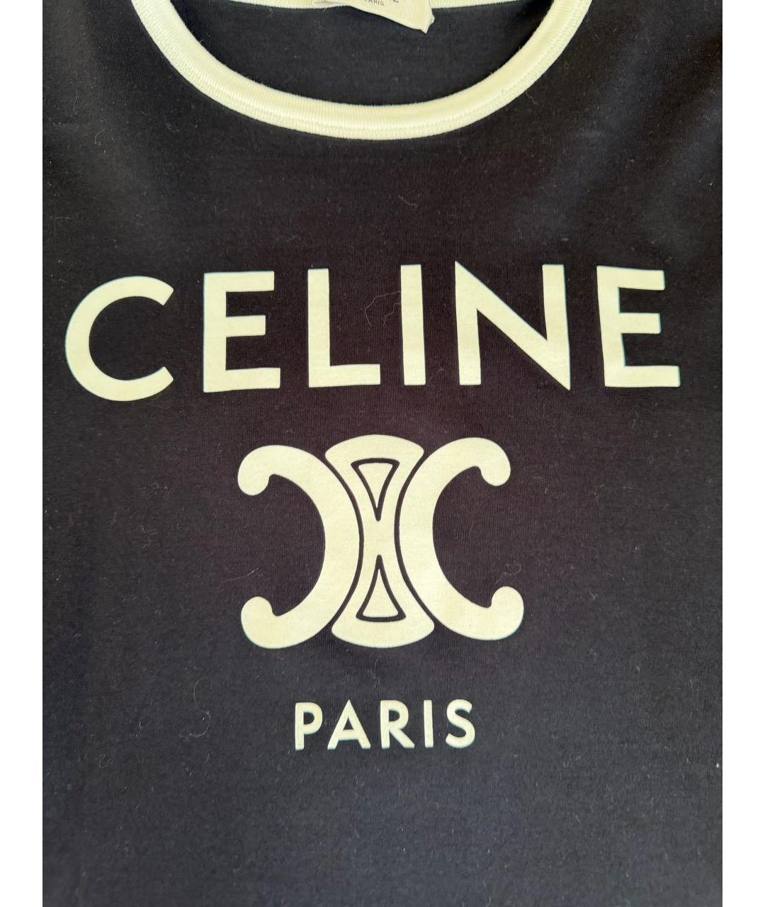 CELINE Черная хлопковая футболка, фото 3