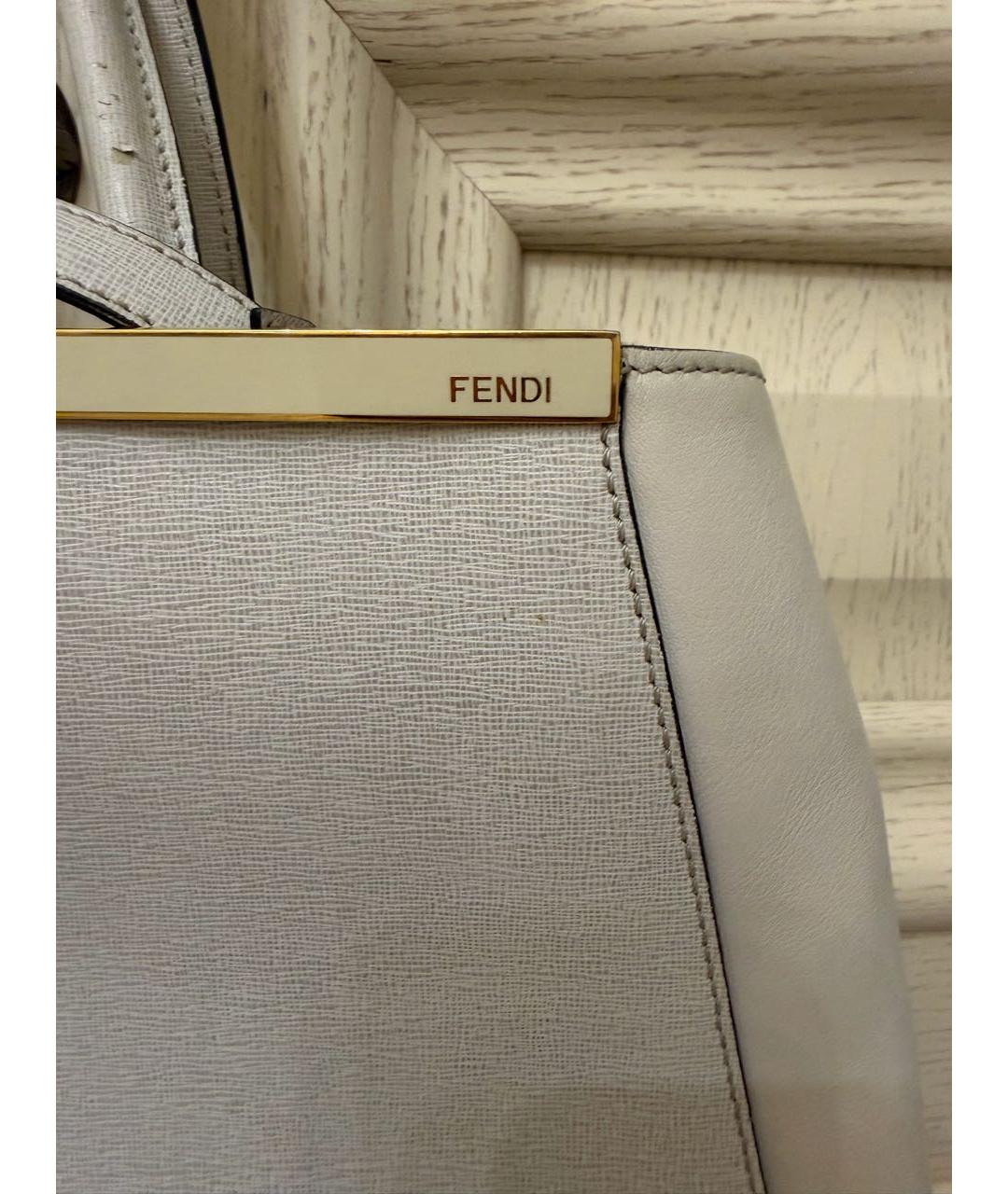 FENDI Белая кожаная сумка с короткими ручками, фото 4