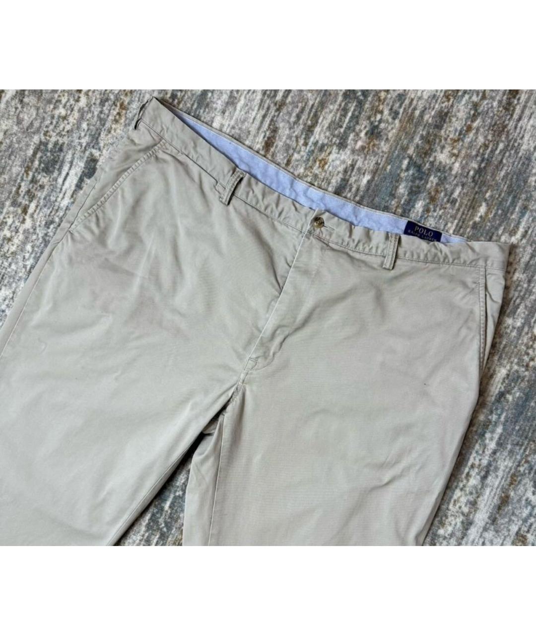 POLO RALPH LAUREN Бежевые хлопко-эластановые повседневные брюки, фото 3