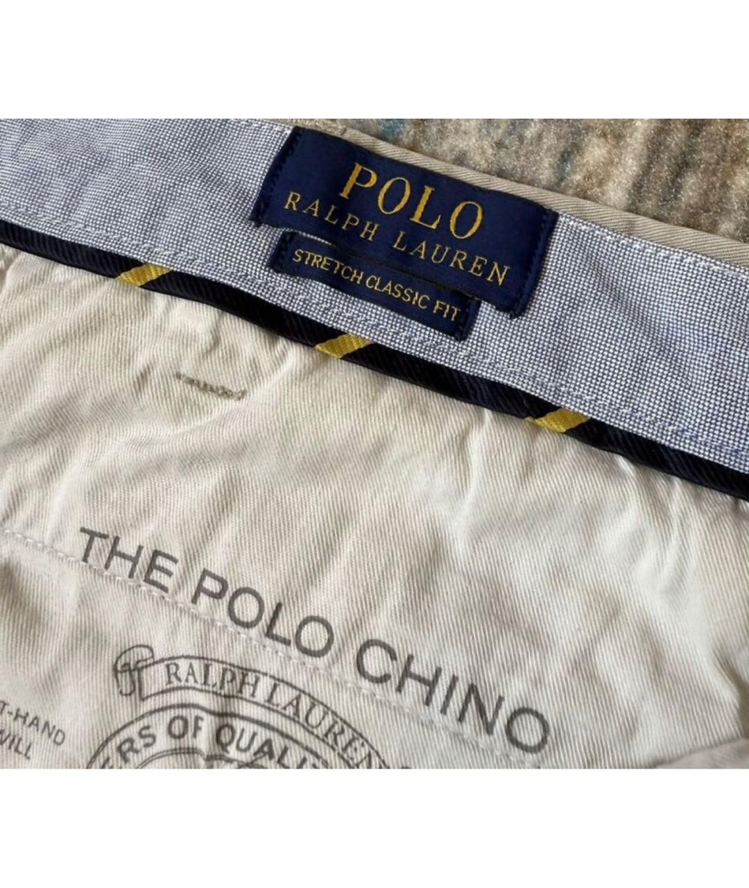 POLO RALPH LAUREN Бежевые хлопко-эластановые повседневные брюки, фото 5