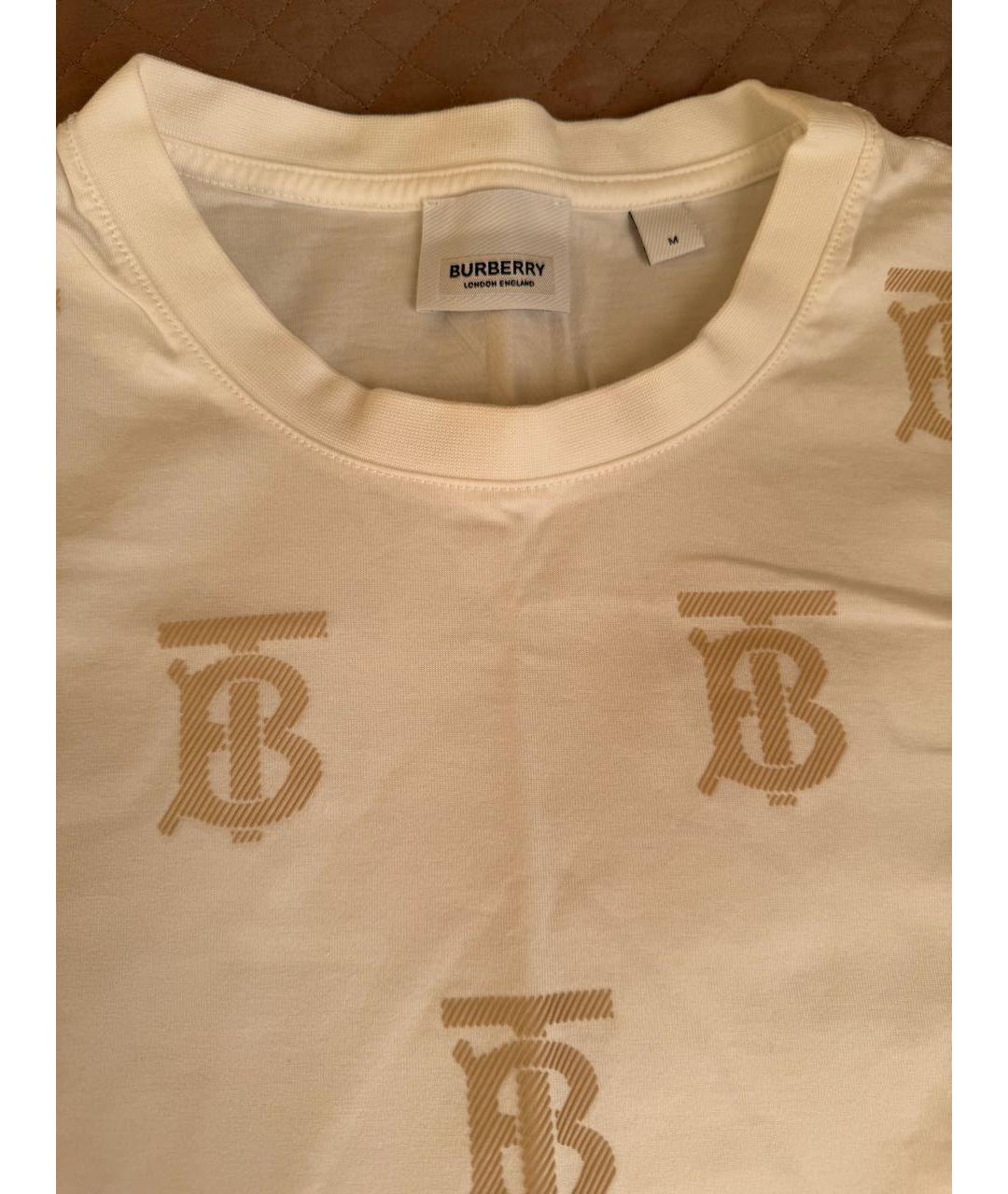 BURBERRY Белая хлопковая футболка, фото 2