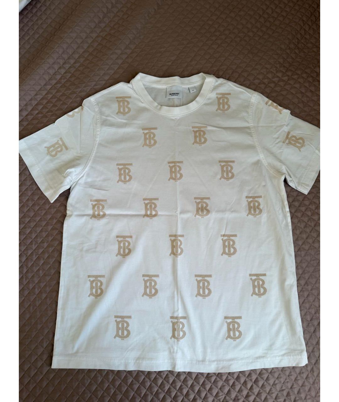 BURBERRY Белая хлопковая футболка, фото 4