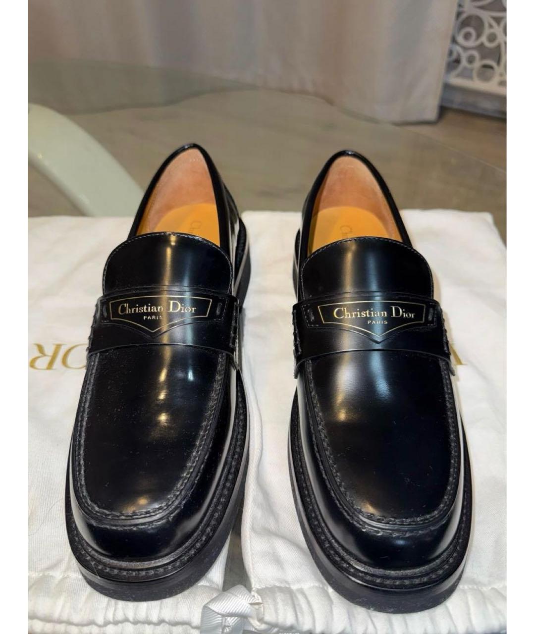 CHRISTIAN DIOR Черные кожаные лоферы, фото 2