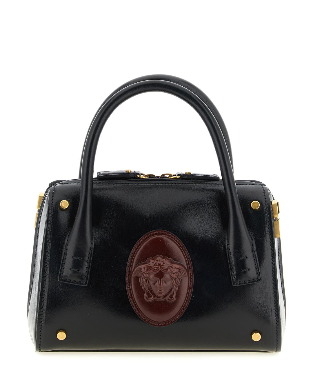 VERSACE Черная кожаная сумка тоут, фото 1