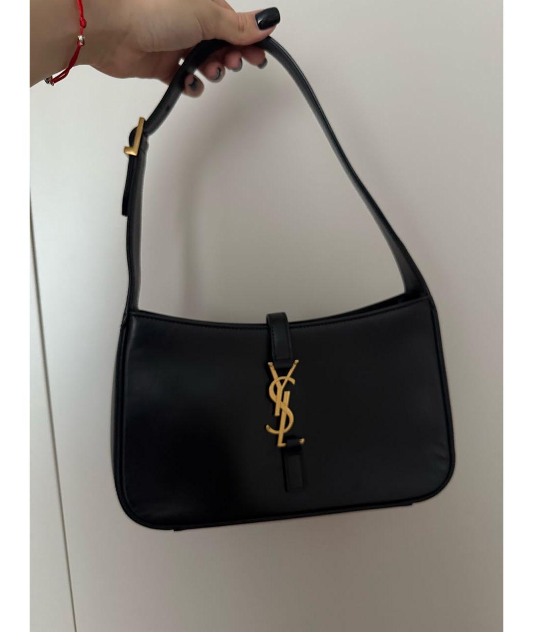 SAINT LAURENT Черная кожаная сумка с короткими ручками, фото 6