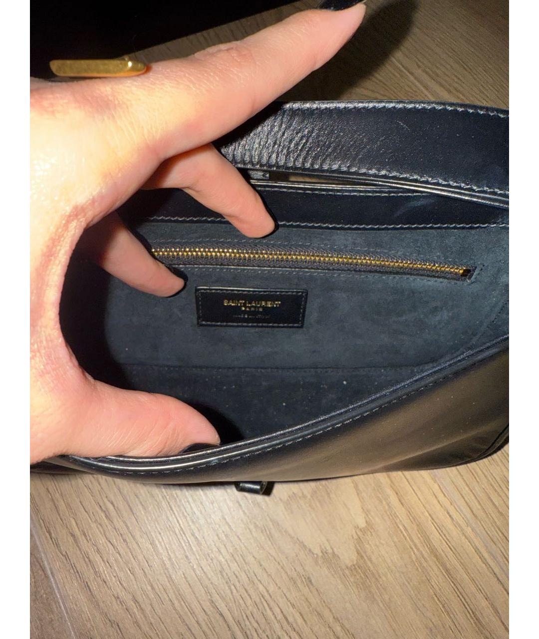 SAINT LAURENT Черная кожаная сумка с короткими ручками, фото 4