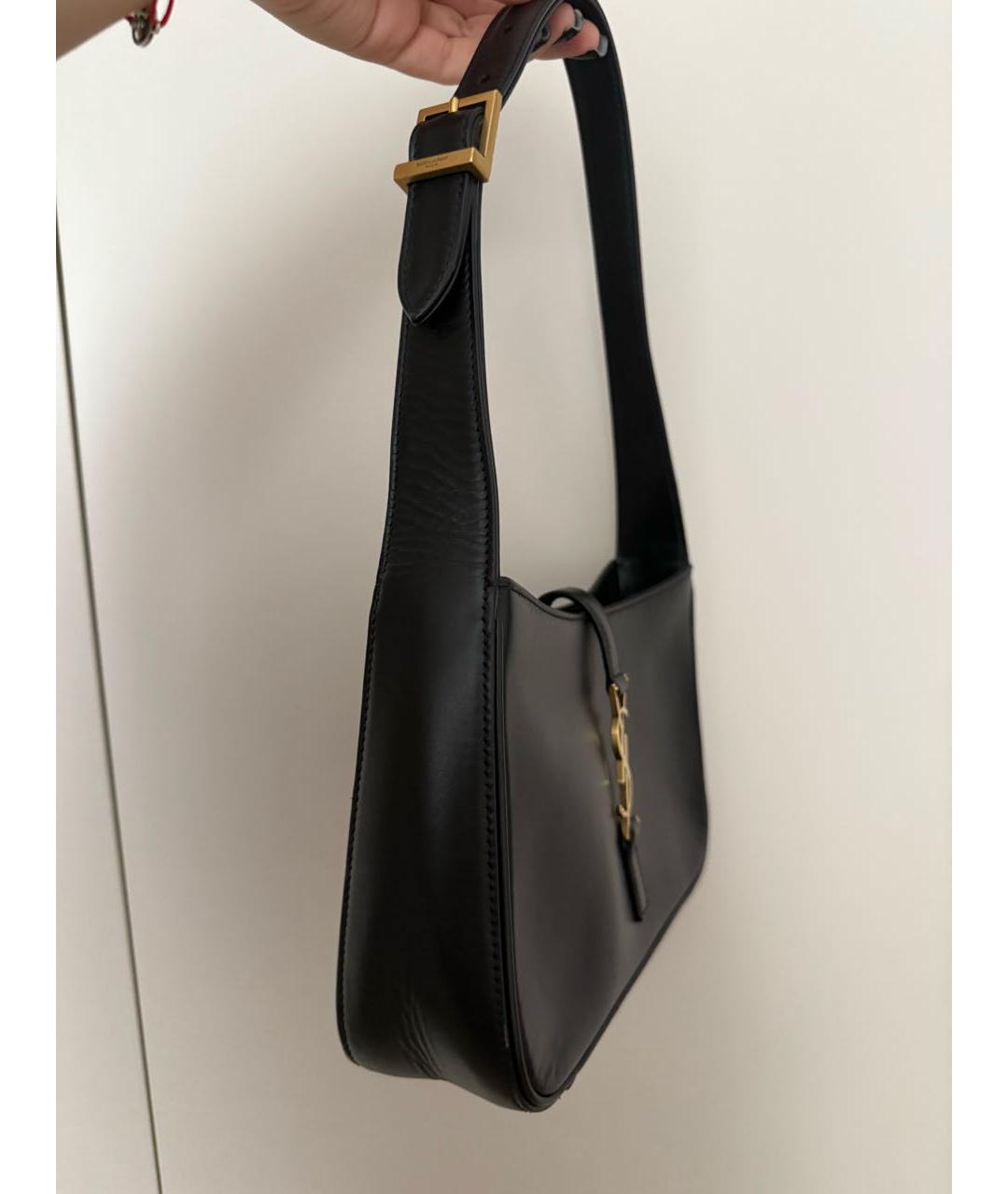 SAINT LAURENT Черная кожаная сумка с короткими ручками, фото 2