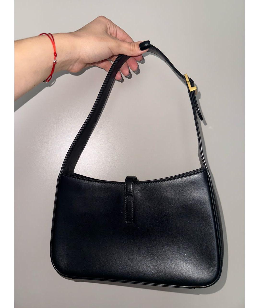 SAINT LAURENT Черная кожаная сумка с короткими ручками, фото 3