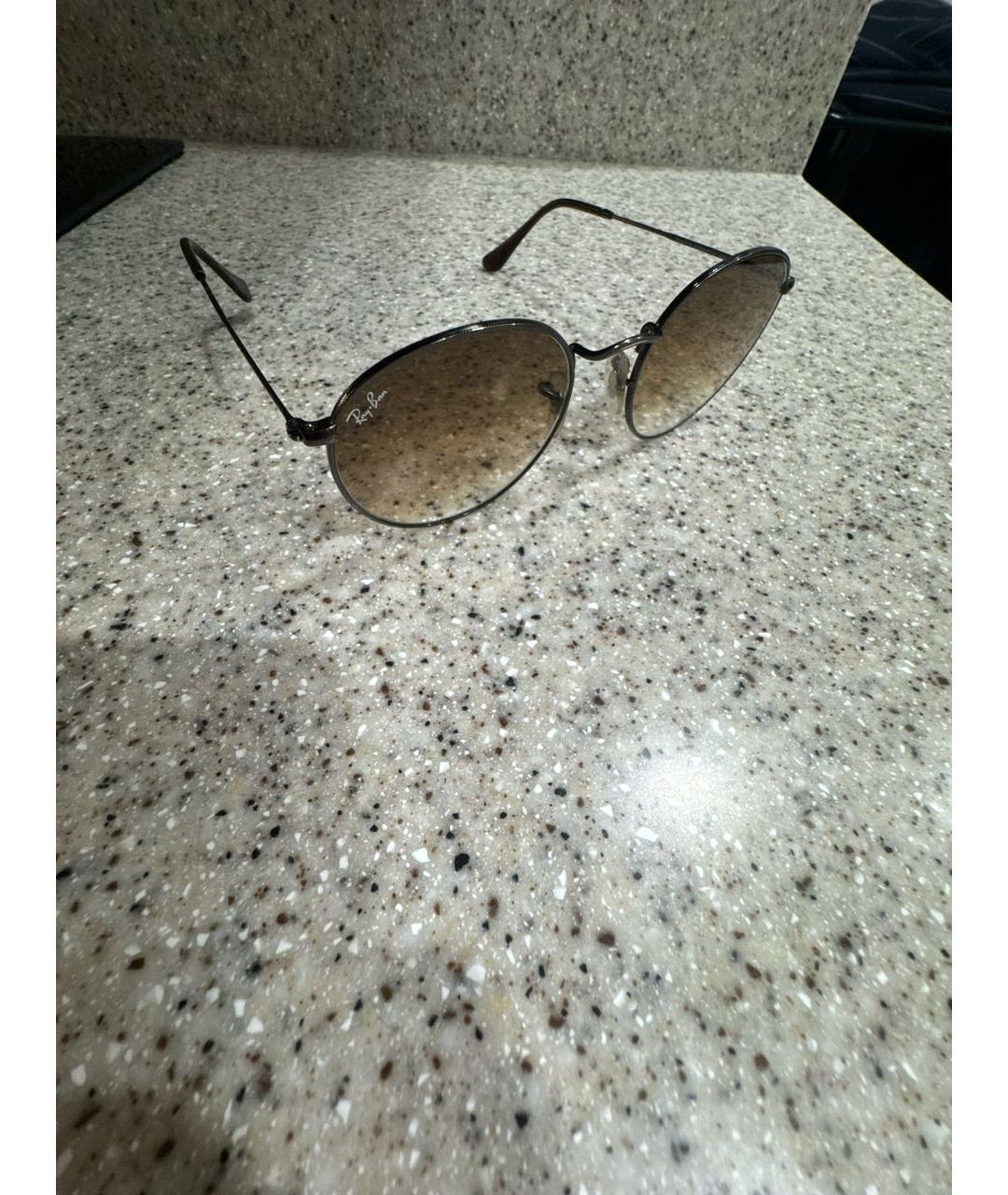 RAY BAN Коричневые металлические солнцезащитные очки, фото 4