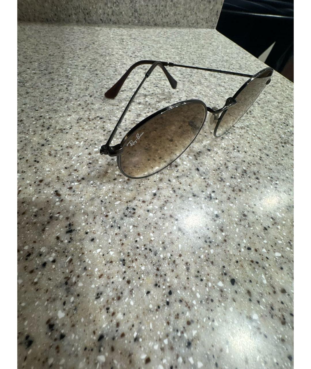 RAY BAN Коричневые металлические солнцезащитные очки, фото 3