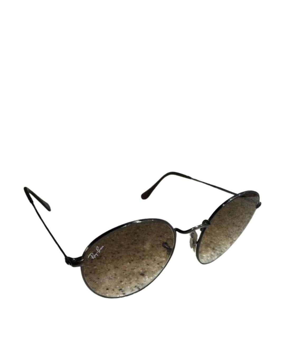 RAY BAN Коричневые металлические солнцезащитные очки, фото 1