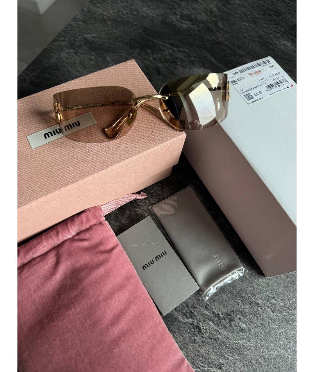 MIU MIU Золотые металлические солнцезащитные очки, фото 2