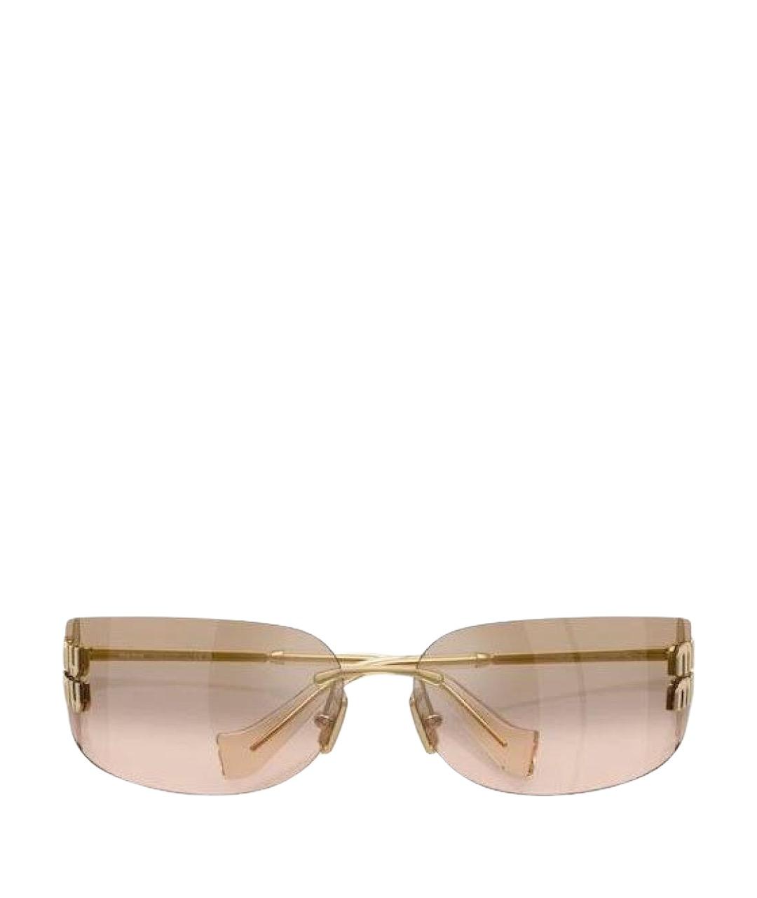 MIU MIU Золотые металлические солнцезащитные очки, фото 1