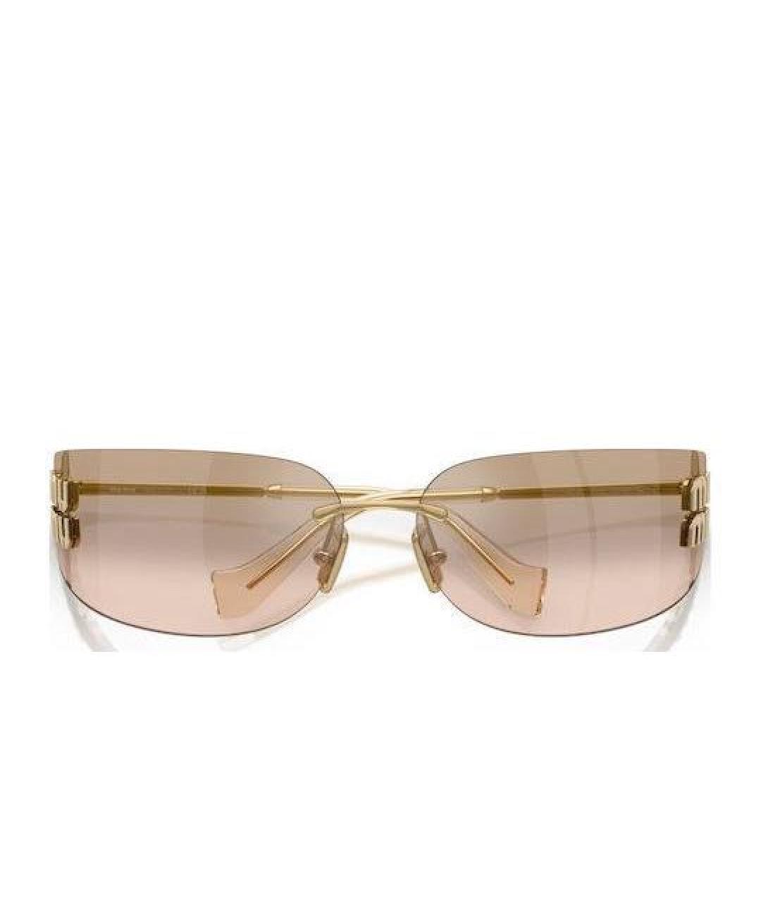 MIU MIU Золотые металлические солнцезащитные очки, фото 5
