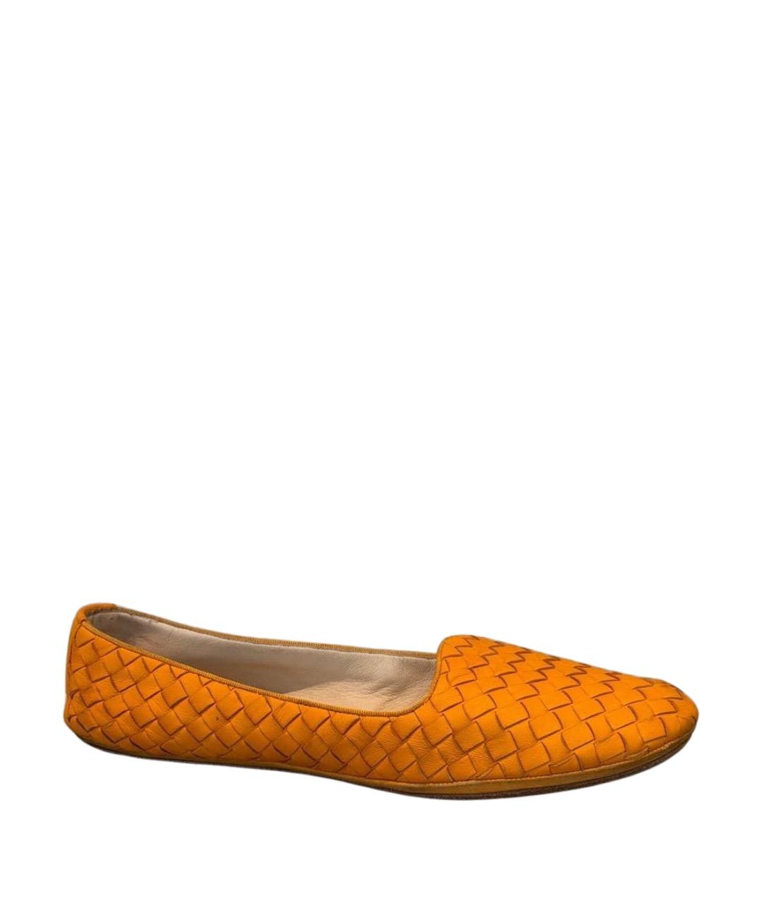 BOTTEGA VENETA Оранжевые кожаные балетки, фото 1