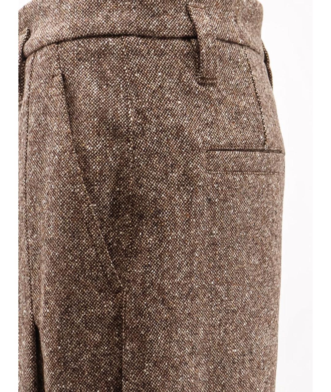 BRUNELLO CUCINELLI Коричневые шерстяные прямые брюки, фото 3