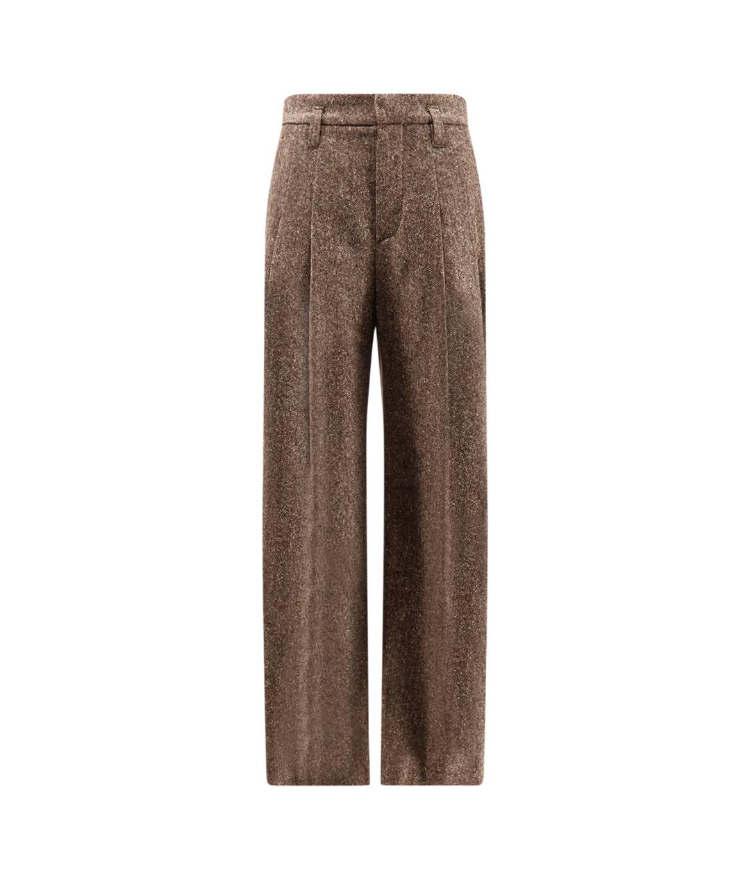 BRUNELLO CUCINELLI Коричневые шерстяные прямые брюки, фото 1