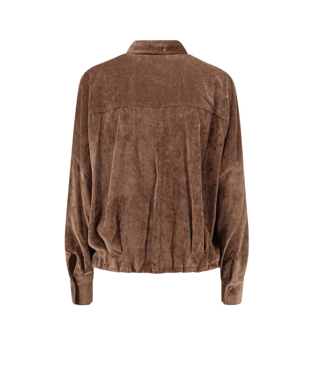 BRUNELLO CUCINELLI Коричневая вискозная рубашка, фото 2