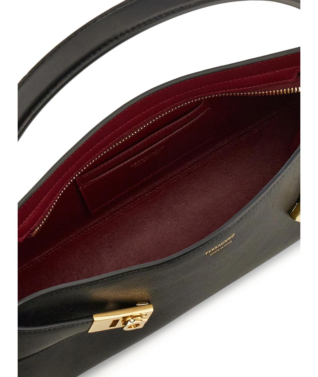 FERRAGAMO Черная кожаная сумка через плечо, фото 4