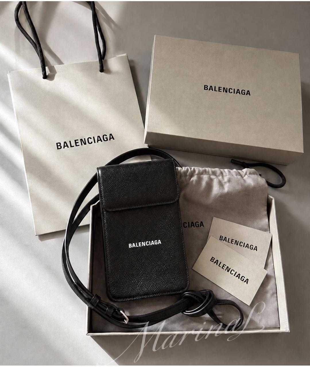 BALENCIAGA Черная кожаная сумка через плечо, фото 4