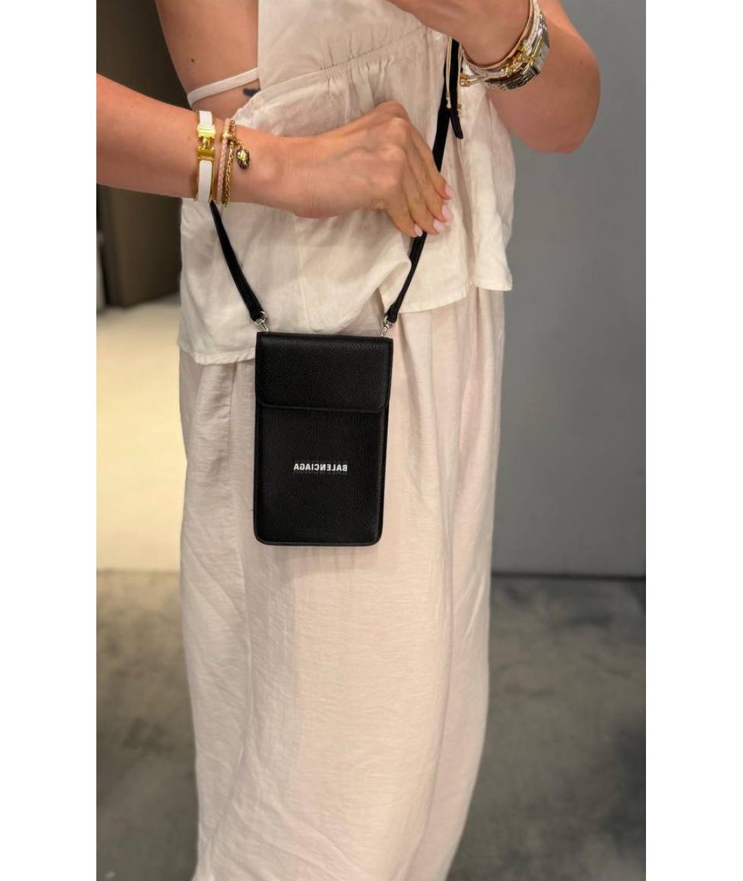 BALENCIAGA Черная кожаная сумка через плечо, фото 3