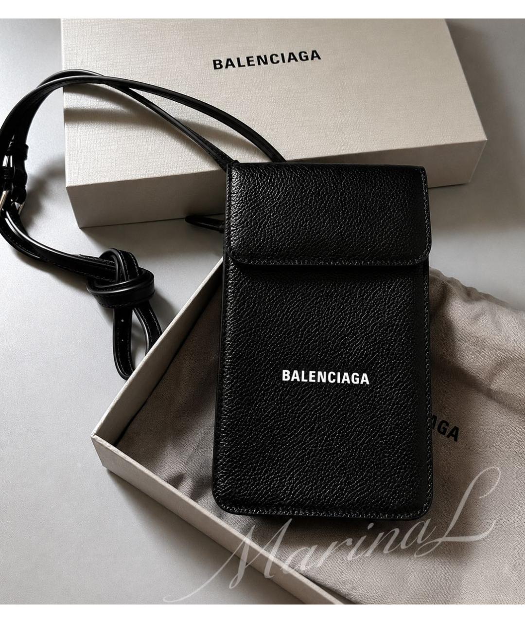 BALENCIAGA Черная кожаная сумка через плечо, фото 2
