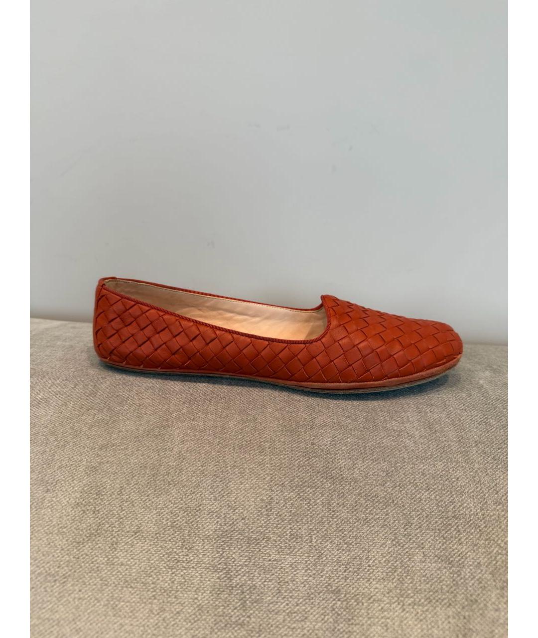 BOTTEGA VENETA Оранжевые кожаные балетки, фото 7