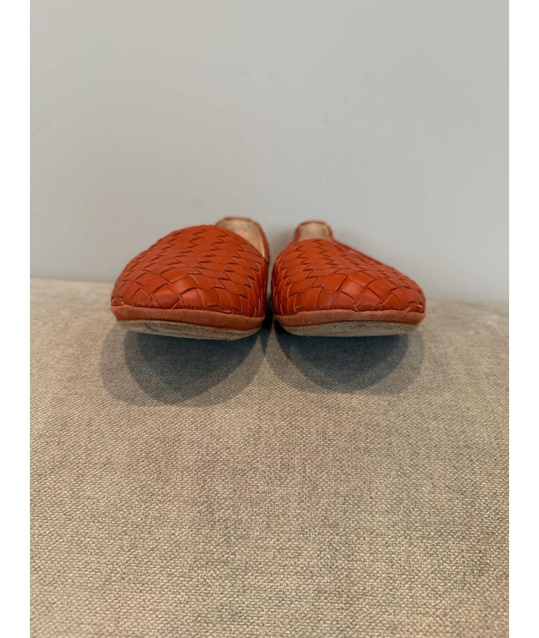 BOTTEGA VENETA Оранжевые кожаные балетки, фото 6