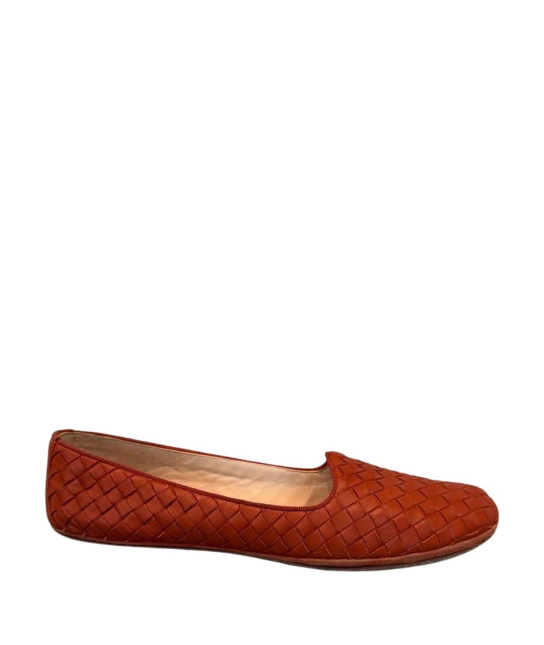 BOTTEGA VENETA Оранжевые кожаные балетки, фото 1