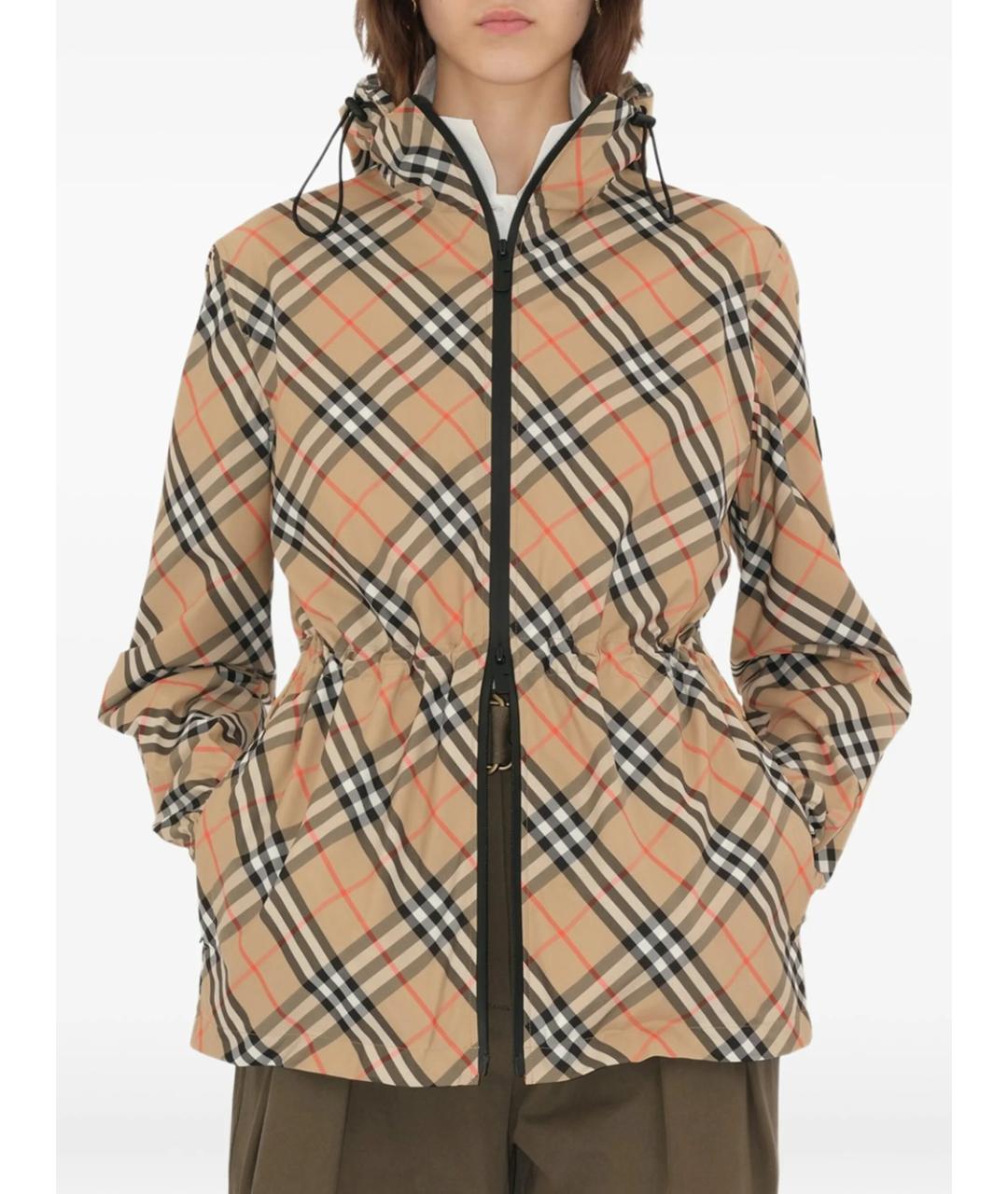 BURBERRY Бежевая полиэстеровая куртка, фото 2