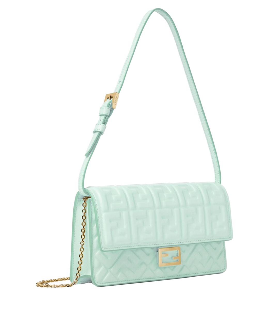 FENDI Бирюзовая кожаная сумка через плечо, фото 2