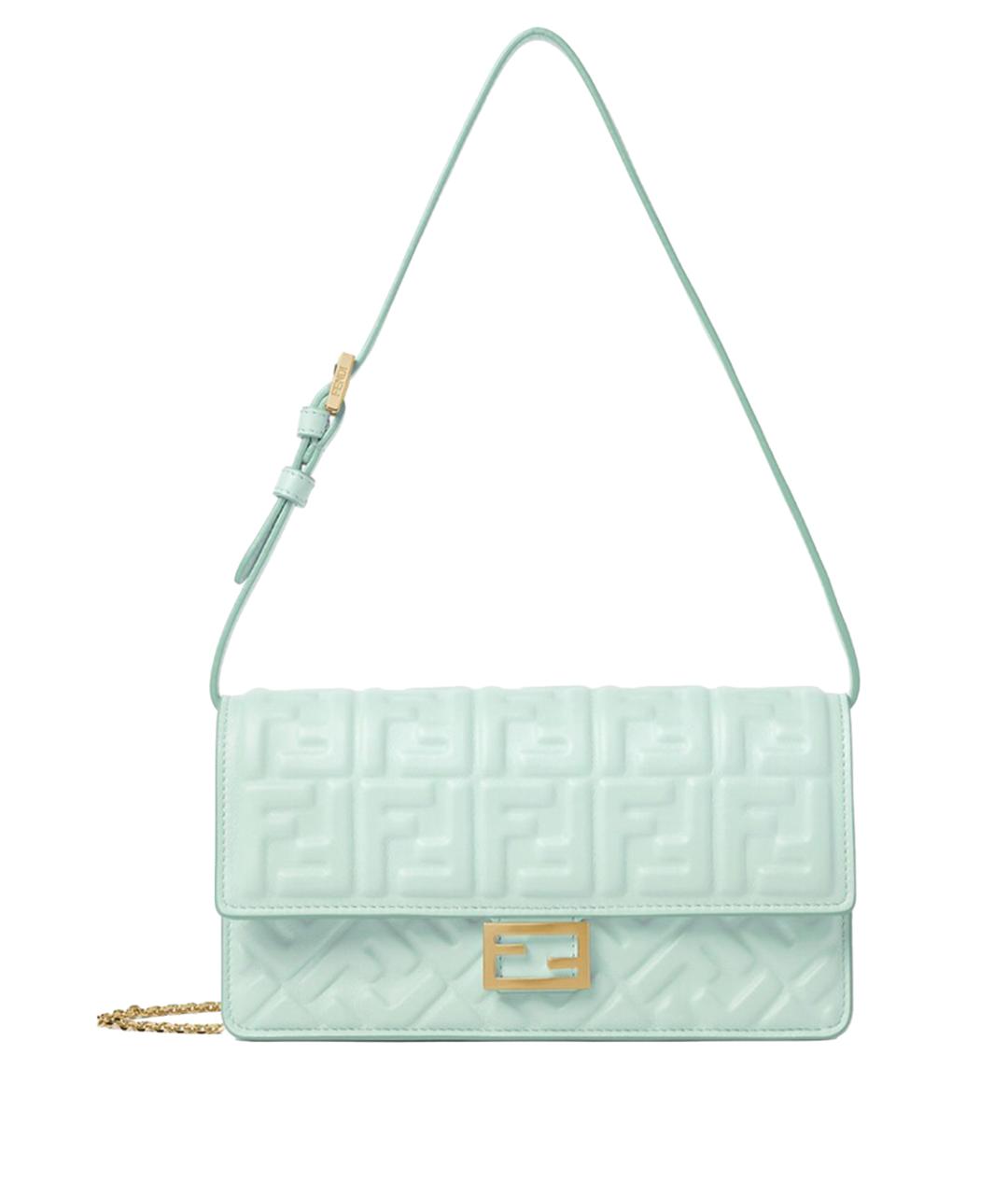 FENDI Бирюзовая кожаная сумка через плечо, фото 1