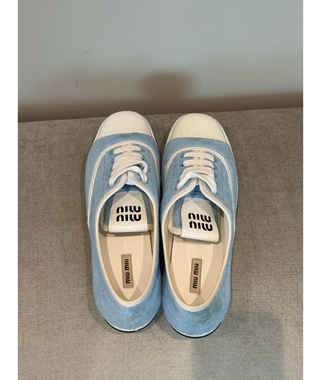 MIU MIU Голубые текстильные кеды, фото 3