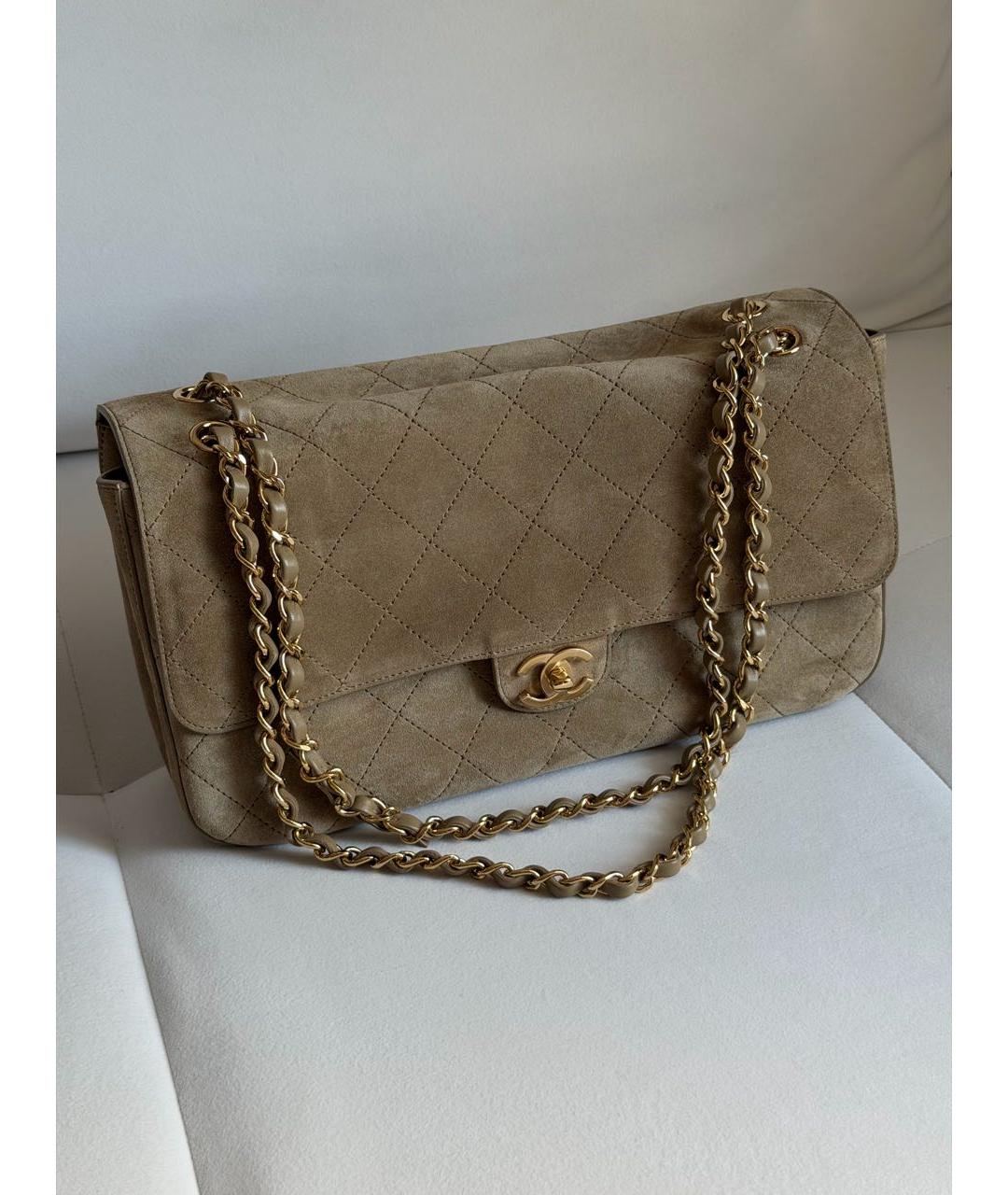 CHANEL Бежевая замшевая сумка через плечо, фото 3