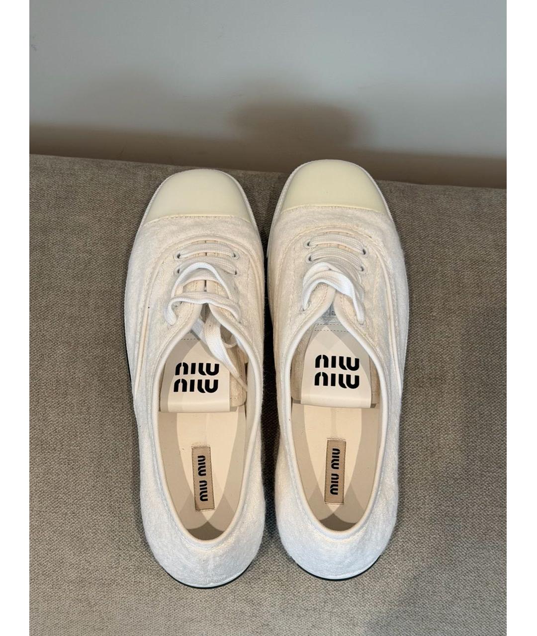 MIU MIU Белые текстильные кеды, фото 3